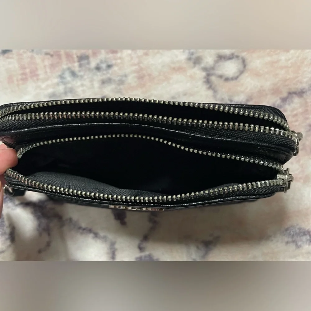 COACH Madison Double Zip Wristlet In OP Art Pearlescent Fabric